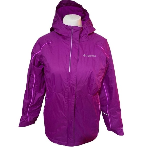Columbia Omni Tech Heat Waterproof Breathable Purple Hooded Jacket L 14/16